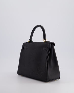 *FIRE PRICE* Hermès Kelly 25cm Retourne Bag in Noir Togo Leather with Gold Hardware