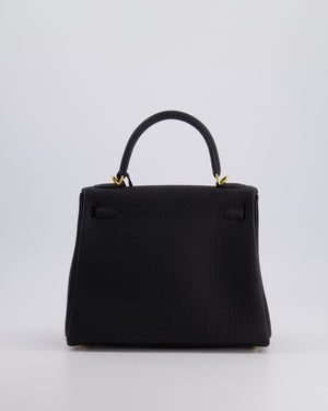 *FIRE PRICE* Hermès Kelly 25cm Retourne Bag in Noir Togo Leather with Gold Hardware