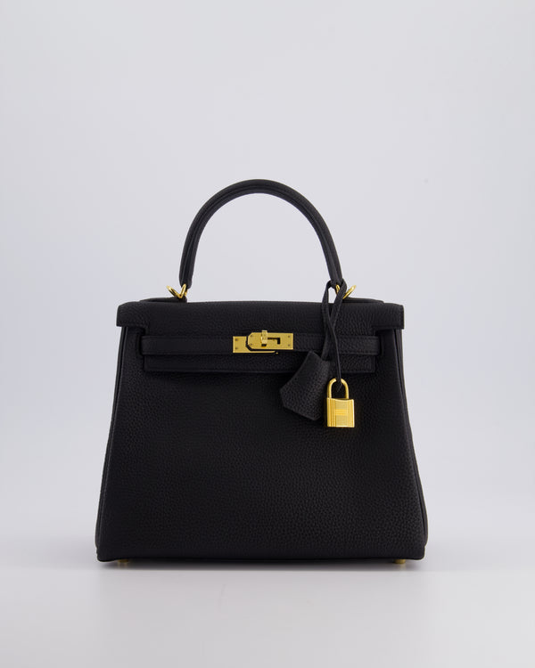 *FIRE PRICE* Hermès Kelly 25cm Retourne Bag in Noir Togo Leather with Gold Hardware