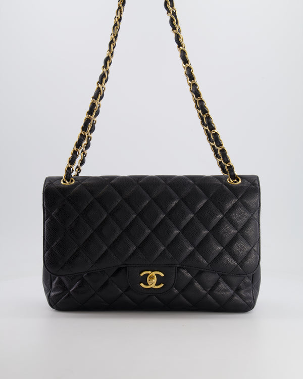 Chanel Black Jumbo Classic Double Flap Bag in Caviar Leather with Gold Hardware RRP £9,540