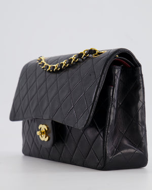 Chanel Vintage Black Medium Classic Double Flap Bag in Lambskin Leather with 24K Gold Hardware