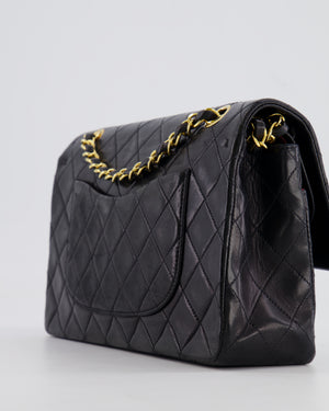 Chanel Vintage Black Medium Classic Double Flap Bag in Lambskin Leather with 24K Gold Hardware