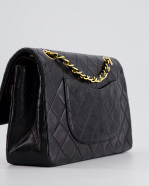 Chanel Vintage Black Medium Classic Double Flap Bag in Lambskin Leather with 24K Gold Hardware