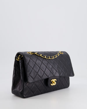 Chanel Vintage Black Medium Classic Double Flap Bag in Lambskin Leather with 24K Gold Hardware