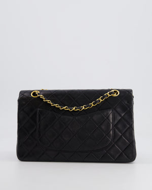 Chanel Vintage Black Medium Classic Double Flap Bag in Lambskin Leather with 24K Gold Hardware