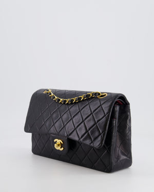 Chanel Vintage Black Medium Classic Double Flap Bag in Lambskin Leather with 24K Gold Hardware