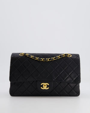 Chanel Vintage Black Medium Classic Double Flap Bag in Lambskin Leather with 24K Gold Hardware