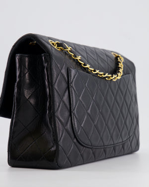 Chanel Vintage Black Medium Classic Single Flap Bag in Lambskin Leather with 24K Gold Hardware