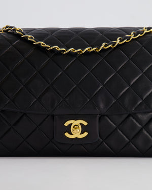 Chanel Vintage Black Medium Classic Single Flap Bag in Lambskin Leather with 24K Gold Hardware