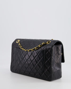 Chanel Vintage Black Medium Classic Single Flap Bag in Lambskin Leather with 24K Gold Hardware