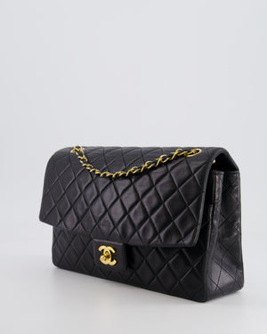 Chanel Vintage Black Medium Classic Single Flap Bag in Lambskin Leather with 24K Gold Hardware