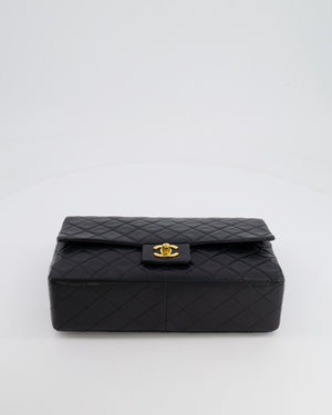 Chanel Vintage Black Medium Classic Single Flap Bag in Lambskin Leather with 24K Gold Hardware