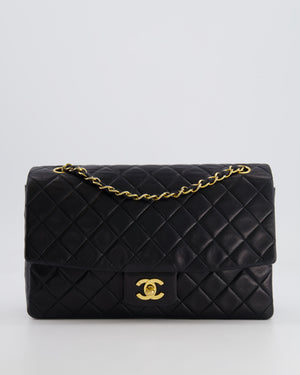 Chanel Vintage Black Medium Classic Single Flap Bag in Lambskin Leather with 24K Gold Hardware