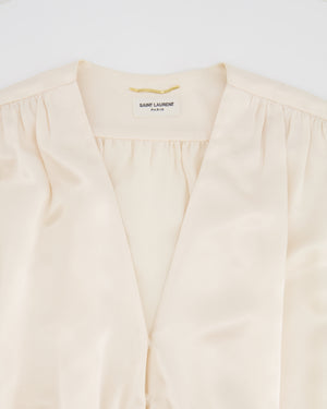 Saint Laurent Cream Silk Long Sleeve Blouse Size FR 42 (UK 14)