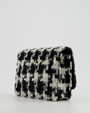 *HOT* Chanel Black & White Houndstooth Wallet on Chain Bag in Tweed with Champagne Gold Hardware