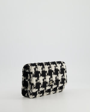 *HOT* Chanel Black & White Houndstooth Wallet on Chain Bag in Tweed with Champagne Gold Hardware