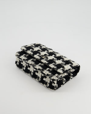 *HOT* Chanel Black & White Houndstooth Wallet on Chain Bag in Tweed with Champagne Gold Hardware