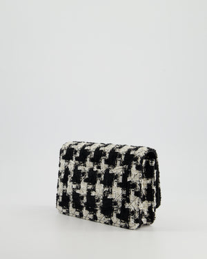 *HOT* Chanel Black & White Houndstooth Wallet on Chain Bag in Tweed with Champagne Gold Hardware