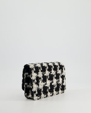 *HOT* Chanel Black & White Houndstooth Wallet on Chain Bag in Tweed with Champagne Gold Hardware