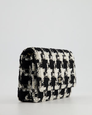 *HOT* Chanel Black & White Houndstooth Wallet on Chain Bag in Tweed with Champagne Gold Hardware