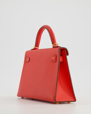 *HOT* Hermès Mini Kelly II 20cm Bag in Rouge De Coeur Epsom Leather with Gold Hardware