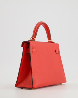 *HOT* Hermès Mini Kelly II 20cm Bag in Rouge De Coeur Epsom Leather with Gold Hardware