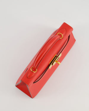 *HOT* Hermès Mini Kelly II 20cm Bag in Rouge De Coeur Epsom Leather with Gold Hardware