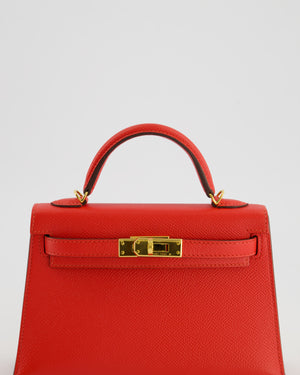 *HOT* Hermès Mini Kelly II 20cm Bag in Rouge De Coeur Epsom Leather with Gold Hardware