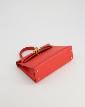 *HOT* Hermès Mini Kelly II 20cm Bag in Rouge De Coeur Epsom Leather with Gold Hardware