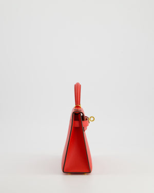 *HOT* Hermès Mini Kelly II 20cm Bag in Rouge De Coeur Epsom Leather with Gold Hardware