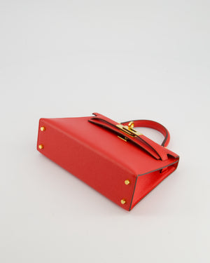 *HOT* Hermès Mini Kelly II 20cm Bag in Rouge De Coeur Epsom Leather with Gold Hardware