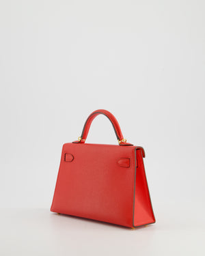 *HOT* Hermès Mini Kelly II 20cm Bag in Rouge De Coeur Epsom Leather with Gold Hardware