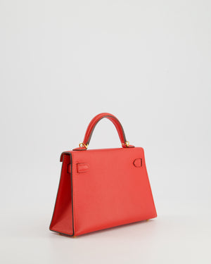 *HOT* Hermès Mini Kelly II 20cm Bag in Rouge De Coeur Epsom Leather with Gold Hardware