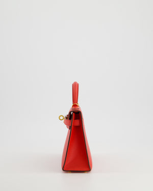 *HOT* Hermès Mini Kelly II 20cm Bag in Rouge De Coeur Epsom Leather with Gold Hardware