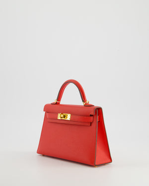 *HOT* Hermès Mini Kelly II 20cm Bag in Rouge De Coeur Epsom Leather with Gold Hardware