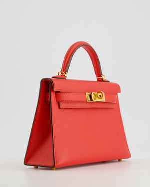 *HOT* Hermès Mini Kelly II 20cm Bag in Rouge De Coeur Epsom Leather with Gold Hardware