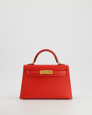 *HOT* Hermès Mini Kelly II 20cm Bag in Rouge De Coeur Epsom Leather with Gold Hardware