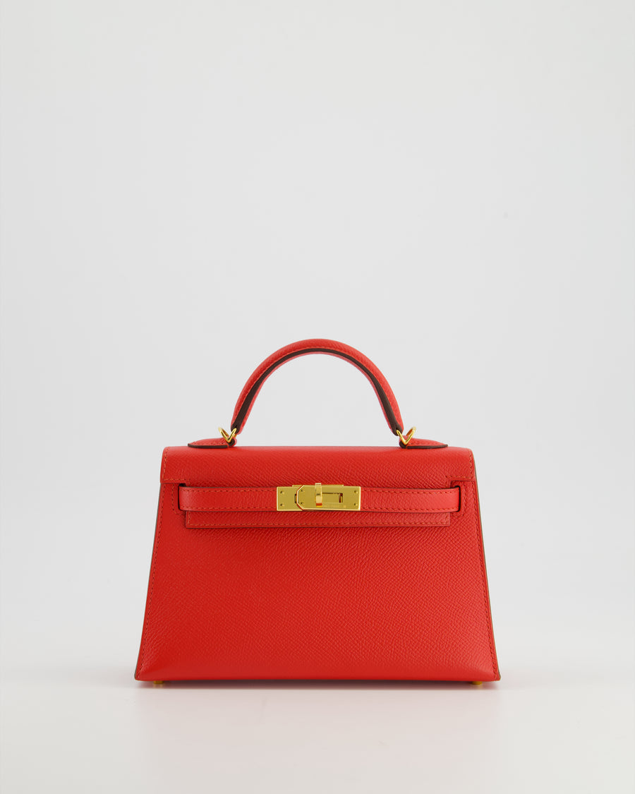 *HOT* Hermès Mini Kelly II 20cm Bag in Rouge De Coeur Epsom Leather with Gold Hardware