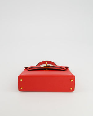 *HOT* Hermès Mini Kelly II 20cm Bag in Rouge De Coeur Epsom Leather with Gold Hardware