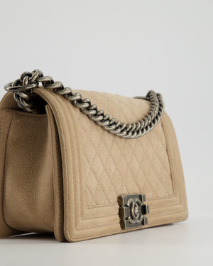 *FIRE PRICE* Chanel Medium Beige Boy Bag in Nubuck Leather with Ruthenium Hardware