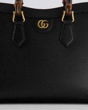 Gucci Black Diana Small Tote Leather Bag with Shiny Antique Gold Hardware & Bamboo Handle RRP £3,170