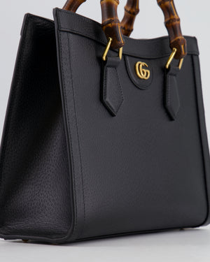 Gucci Black Diana Small Tote Leather Bag with Shiny Antique Gold Hardware & Bamboo Handle RRP £3,170