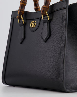 Gucci Black Diana Small Tote Leather Bag with Shiny Antique Gold Hardware & Bamboo Handle RRP £3,170