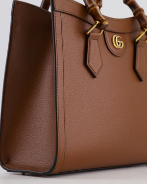 Gucci Brown Diana Small Tote Leather Bag with Shiny Antique Gold Hardware & Bamboo Handle RRP £3,170