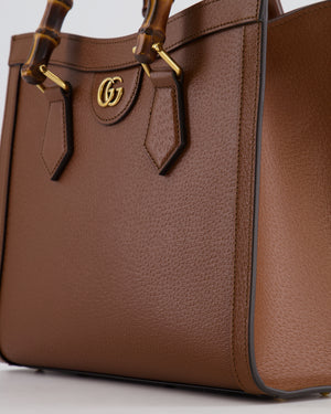 Gucci Brown Diana Small Tote Leather Bag with Shiny Antique Gold Hardware & Bamboo Handle RRP £3,170