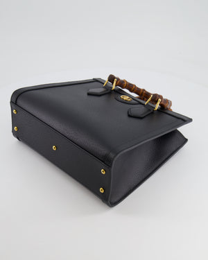 Gucci Black Diana Small Tote Leather Bag with Shiny Antique Gold Hardware & Bamboo Handle RRP £3,170