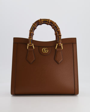 Gucci Brown Diana Small Tote Leather Bag with Shiny Antique Gold Hardware & Bamboo Handle RRP £3,170