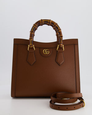 Gucci Brown Diana Small Tote Leather Bag with Shiny Antique Gold Hardware & Bamboo Handle RRP £3,170