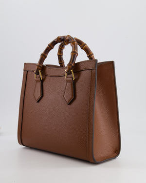 Gucci Brown Diana Small Tote Leather Bag with Shiny Antique Gold Hardware & Bamboo Handle RRP £3,170