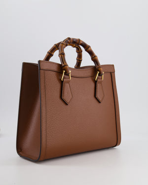 Gucci Brown Diana Small Tote Leather Bag with Shiny Antique Gold Hardware & Bamboo Handle RRP £3,170